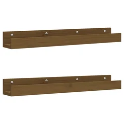 Zidne police 2 kom boja meda 80x12x9 cm od masivne borovine