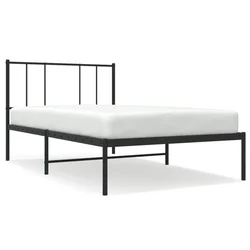 Vidaxl Kovinski posteljni okvir z vzglavjem črn 107x203 cm