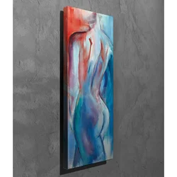 WallXpert slika na platnu PC228, apstraktni ženski akt u plavim i crvenim tonovima, 30 x 80 cm