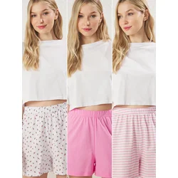 Trendyol Milla Ženski set donjeg dela pidžame Thmss25Pj00014, 3 komada, Roze