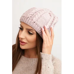 Kesi Womens winter wool hat with braided pattern K452 purple