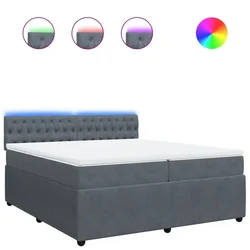 Vidaxl Box spring postelja z vzmetnico temno siva 200x200 cm žamet