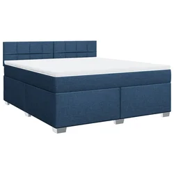 Vidaxl Box spring postelja z vzmetnico modra 180x200 cm blago