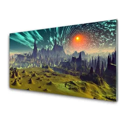 tulup.si Slika na steklu Abstrakcija graphics 140x70 cm 4 obešalnika