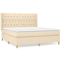 vidaXL vidaXL Box spring postelja z vzmetnico krem 160x200 cm blago, (20895072)