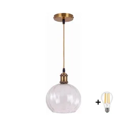 BRILAGI - LED luster na sajli RETRO GLASS 1xE27/60W/230V prečnik 25 cm zlatna/prozirna