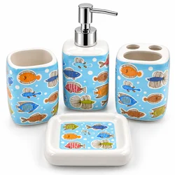 Set za kupatilo Ribice, 4 komada, Svetloplavi