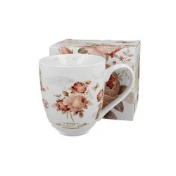 Pl XXL secesijski vrček iz porcelana, bel, roza