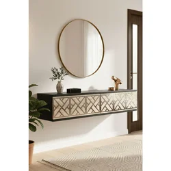 Hanah Home komoda Arex 120, 120 cm, antracit / travertin / srebrna