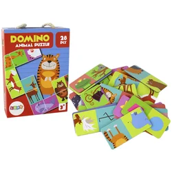 Logična igra Dvojna domino živalski sestavljanka 10cm x 5cm 28 kosov.