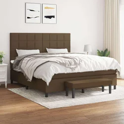 Den Box spring postelja z vzmetnico temno rjava 180x200 cm blago