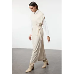 Trendyol Modest Ženska haljina Tctaw24Uv00038, Bež