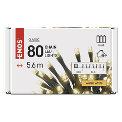 LED spoljašnji lanac 80xLED/3xAA 6,1m IP44 topla bela