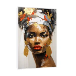 Canvas Slika na platnu Devojka sa braon minđušama, Sa ramom, 50 x 75 cm, Beli