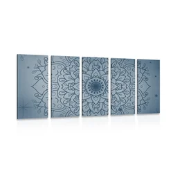 5-delna slika temno modri cvet Mandale - 100x50