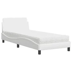 Vidaxl Postelja z vzmetnico Dover bela 80x200 cm umetno usnje