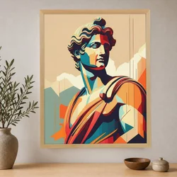 WallXpert uramljena slika na platnu Cc-D-Ah-1014, geometrijski portret antičke statue u pastelnim bojama, 70 x 95 cm