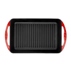 Grill pan, cast iron, 22 x 32 cm, Red - LAVA