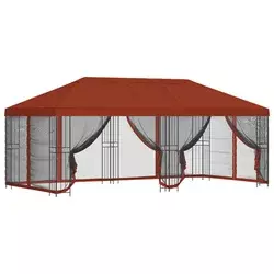 Paviljon s bočnim stranama 6 x 3 m Terakota Poliester i čelik