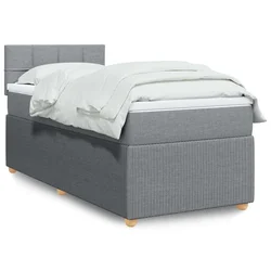 Box spring postelja z vzmetnico svetlo siva 90x190 cm blago