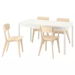 TONSTAD / LISABO Sto i 4 stolice, prljavobela/jasen, 150x80 cm
