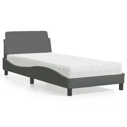 vidaXL Postelja z vzmetnico temno siva 90x200 cm blago