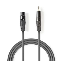 NEDIS COTH15320GY10, Balansirani audio kabl, XLR 3-pinski ženski, 3,5 mm muški, Niklovani, 1,00 m, PVC