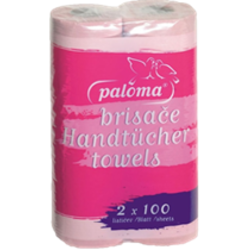 Papirnati ručnici Paloma krep, 1-slojni, 2 role, ružičasta