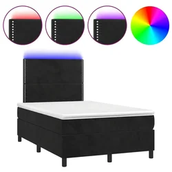 Vidaxl Box spring postelja z vzmetnico LED črna 120x190 cm žamet