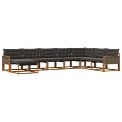 Set vanjskih sofa s jastukom 8 pcs Prirodna i crna