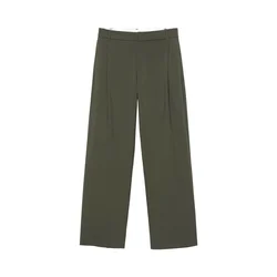 Pull&Bear Hlače z naborki zelena
