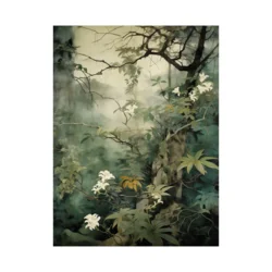 Canvas Slika na platnu Šuma sa belim cvetovima, 45 x 60 cm