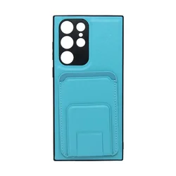 Maska za telefon LEATHER MAGSAFE WALLET za Samsung S22 Ultra, Svetloplava