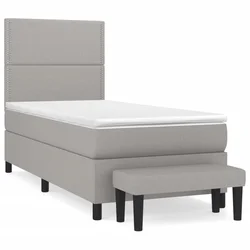 Vidaxl Box spring postelja z vzmetnico svetlo siv 100x200 cm blago