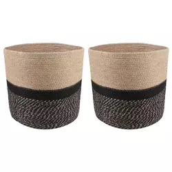 Set saksija za biljke 2 pcs Prirodna i crna O 28 x 28 cm