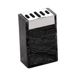 Knife holder, 5 spaces, marble, Rockingham Forge, Black - Grunwerg