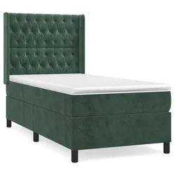 Vidaxl Box spring postelja z vzmetnico temno zelena 100x200 cm žamet