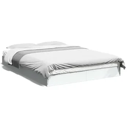 shumee vidaXL Posteljni okvir bel 135x190 cm lesen material