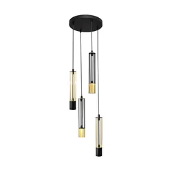 Lestenec na vrvici BARS 4xGU10/20W/230V črna/gold