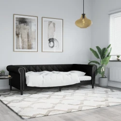 Vidaxl Dnevna postelja črna 90x190 cm umetno usnje