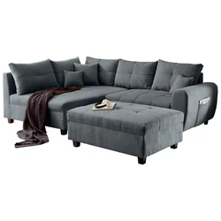 MID.YOU ECKSOFA inkl. Hocker, mikrovelur antracit
