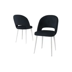 Hanah Home set trpezarijskih stolica Pane 2 kom, antracit tkanina Babyface, bele metalne noge
