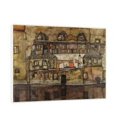 Canvas Slika na platnu House Wall on the River, Egon Schiele, Sa ramom, 60 x 45 cm, Beli