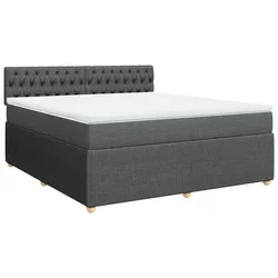 Vidaxl Box spring postelja z vzmetnico temno siva 180x200 cm blago