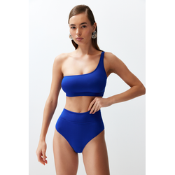 Trendyol Saxe Blue One-Shoulder High Waist Regular Bikini Set