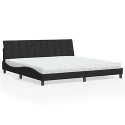 Krevet s madracem Hanko crni 200x200 cm baršunasti