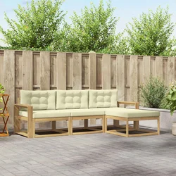 Set vanjskih sofa s jastukom 4 pcs Bijela i krem Poliester