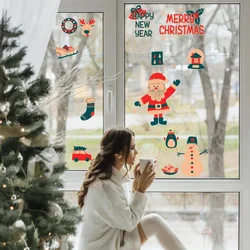 WallXpert novogodišnja nalepnica za prozor i zid 409007, Deda Mraz, sneško i natpisi Happy New Year i Merry Christmas, 40 x 100 cm