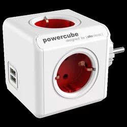 Allocacoc (1202RD/DEOUPC) PowerCube Original USB 4xšuko+2USB 5V/2.1A crveni