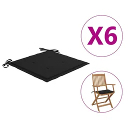 Jastuci za vrtne stolice 6 kom crni 40x40x4 cm od tkanine